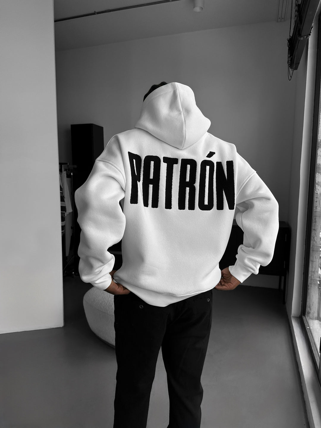 Oversize Detailed Patron Hoodie - Ecru