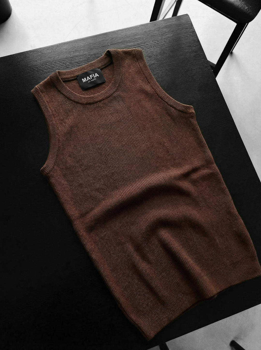Slim Fit Knit Tanktop - Dark Brown