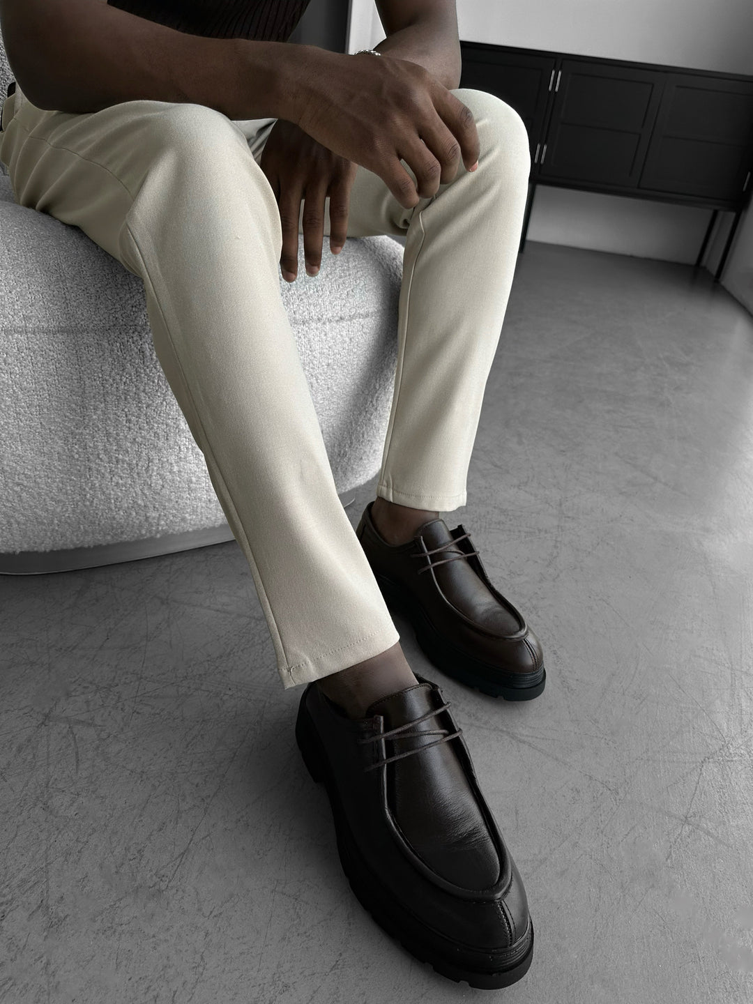 Leather Lace-Up Shoes - Brown