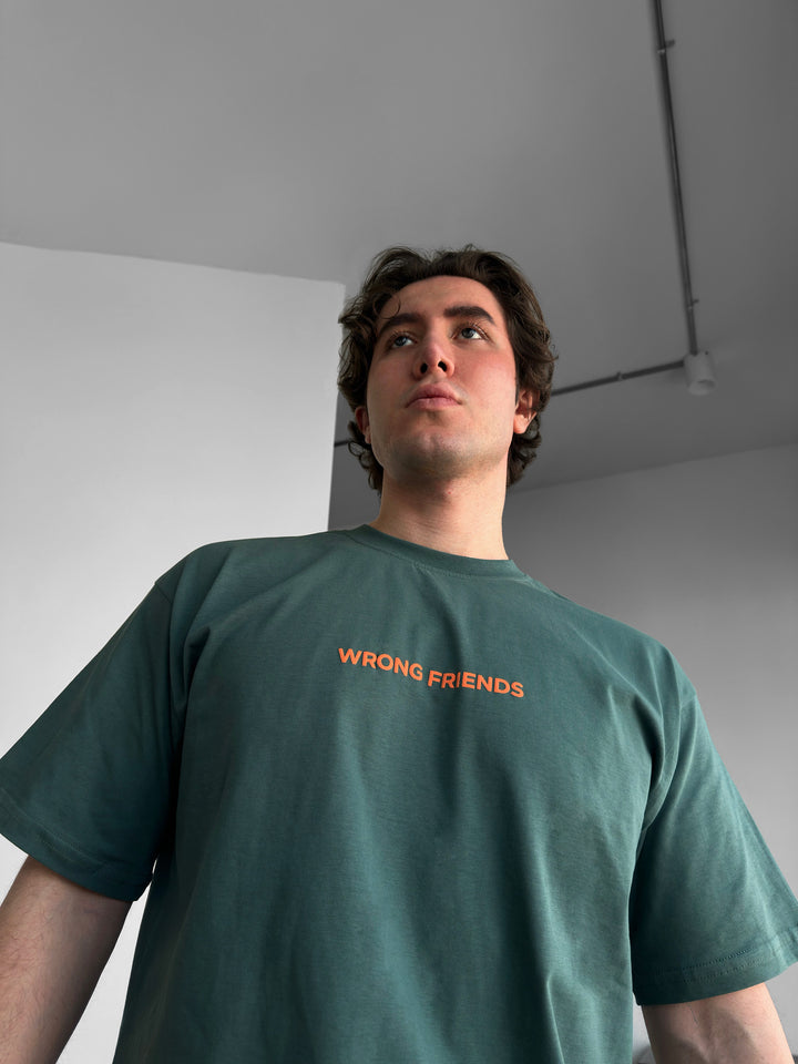 Oversize Wrong Friends T-shirt - Khaki