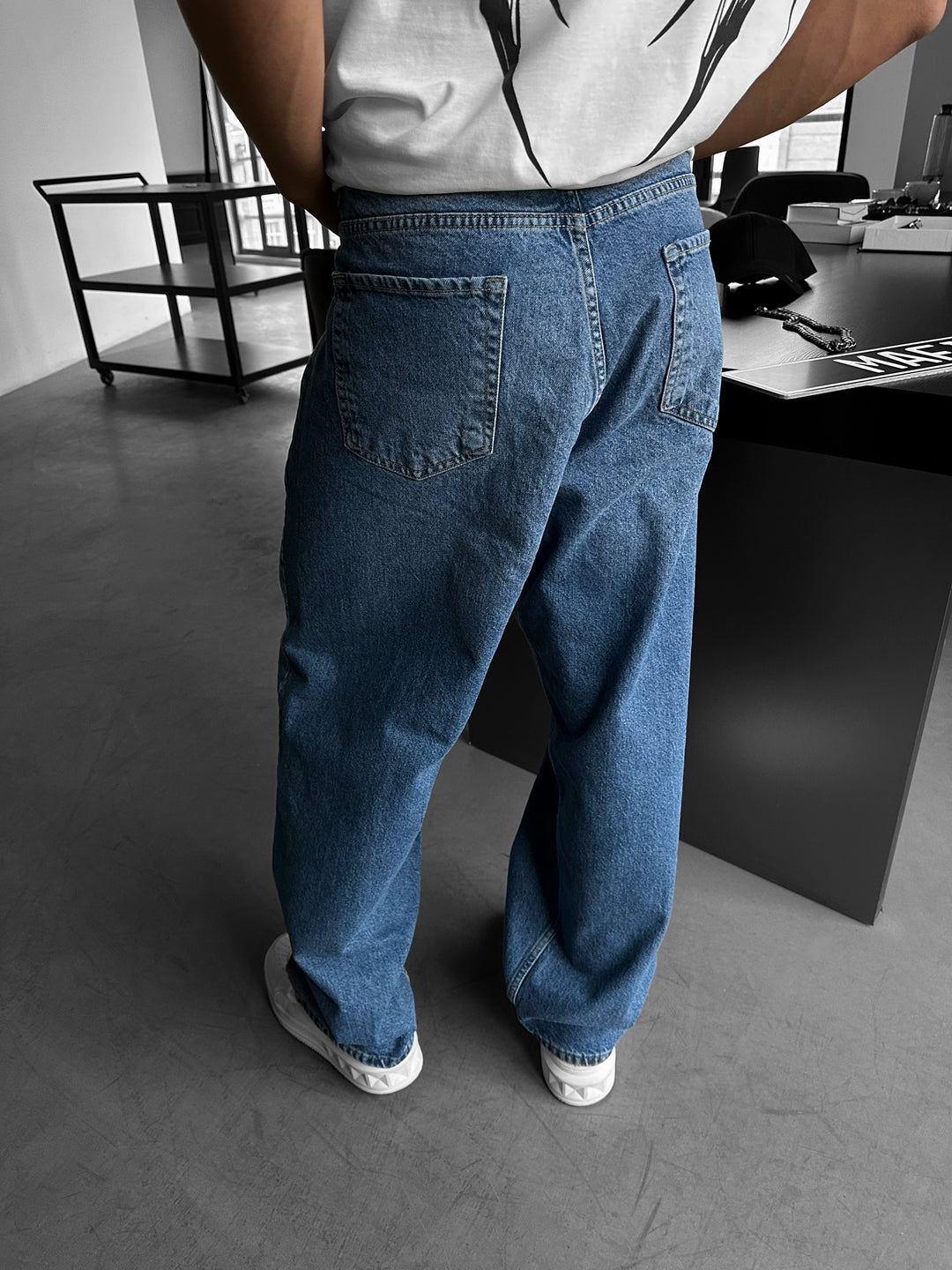 Relax Baggy Front Line Fit Jeans - Light Blue