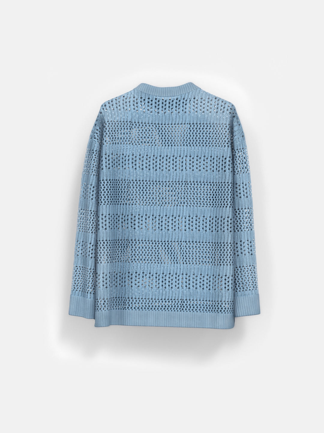 Oversize Holey Knit Sweater - Baby blue