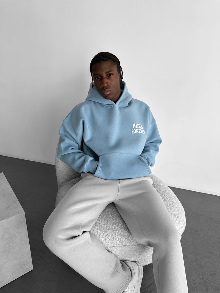 Oversize “Burn Forever” Hoodie - Faded Denim