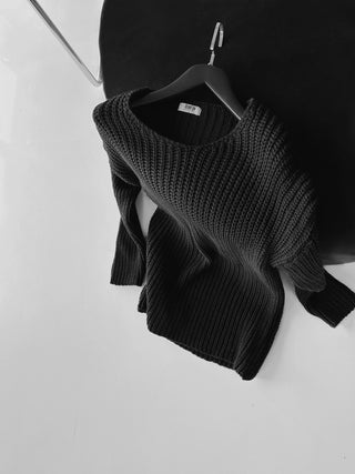 Regular Fit cutout Knit Sweater - Black