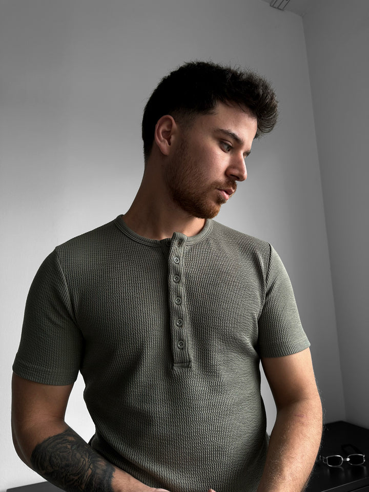 Slim Fit Button T-shirt - Mint