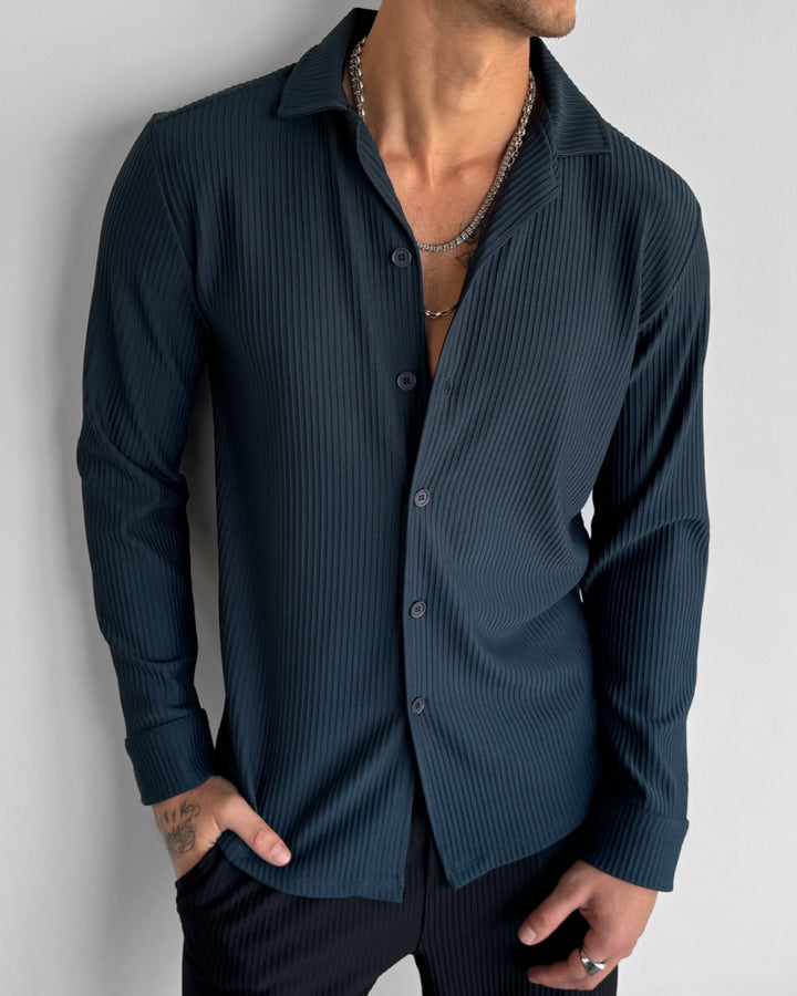 Loose Fit Striped Shirt - Petrol