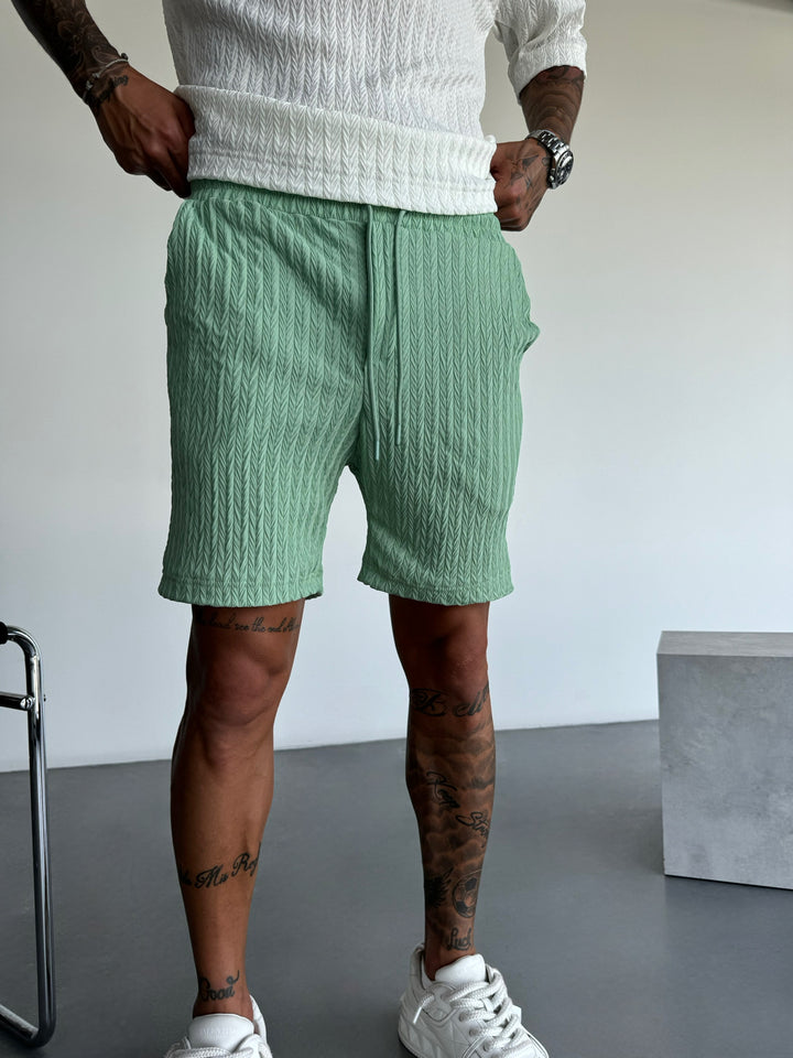 Loose Fit Structured Shorts - Quiet Green