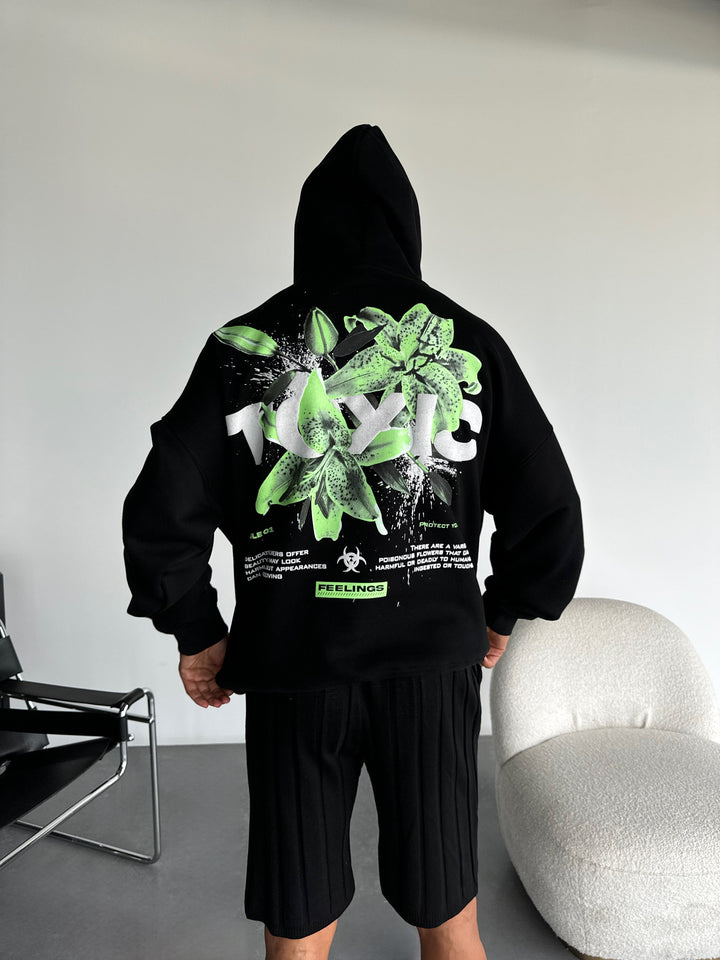 Oversize Toxic Hoodie - Black