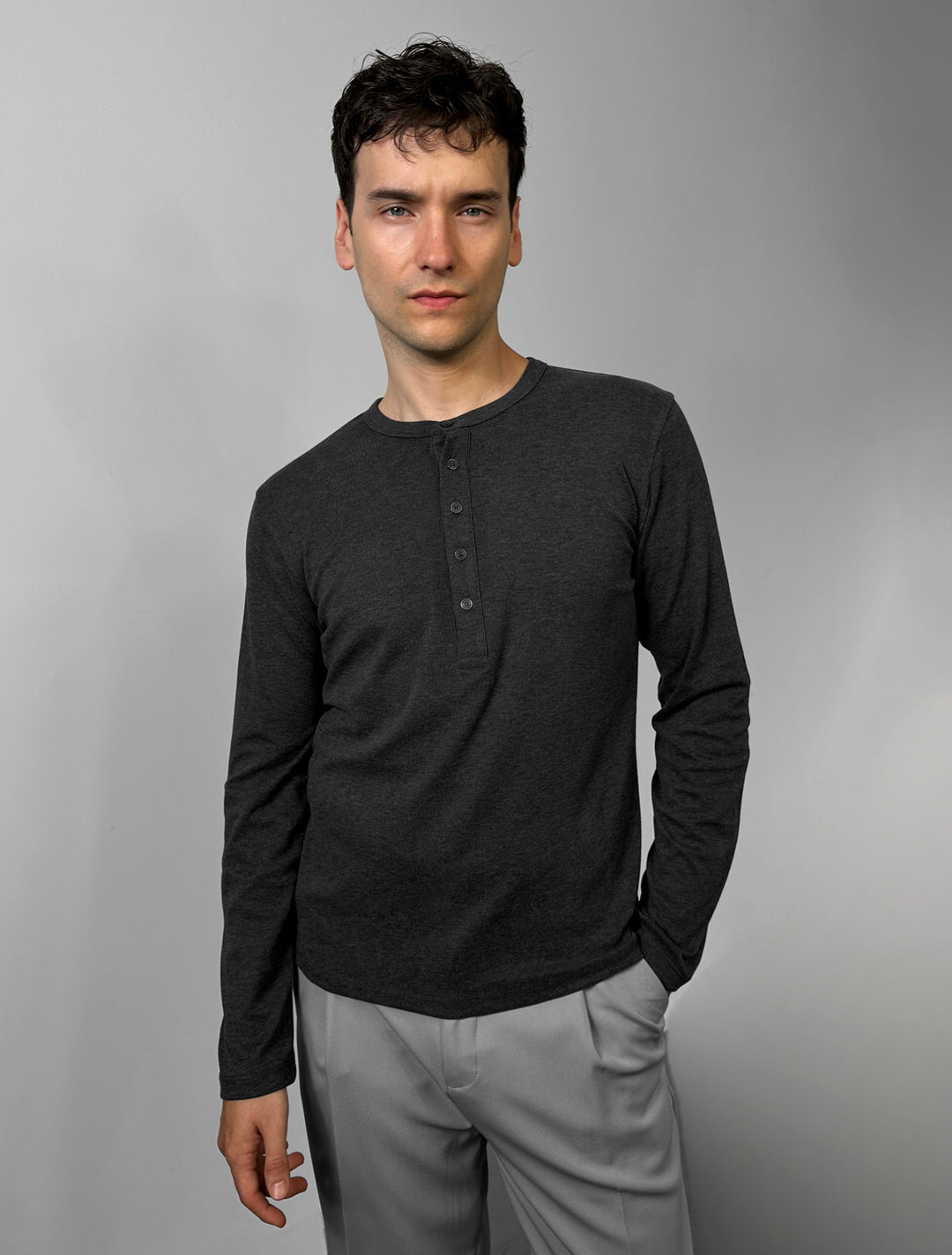 Oversize Button Sweatshirt - Anthracite