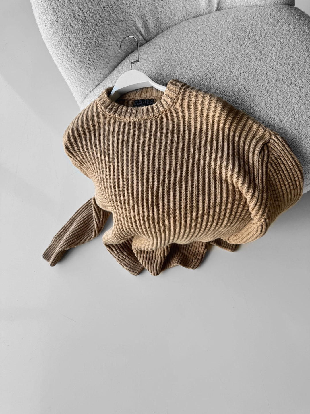 Oversize Heavy Knit Sweater - Cappuccino