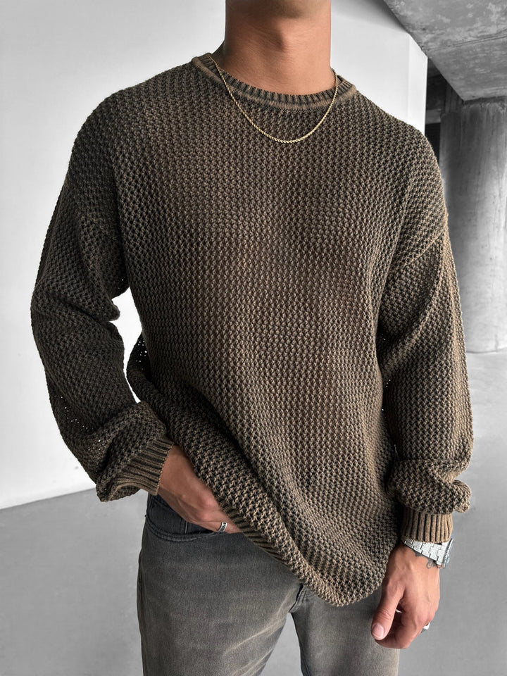 Oversize Rusty Knit Sweater - Brown
