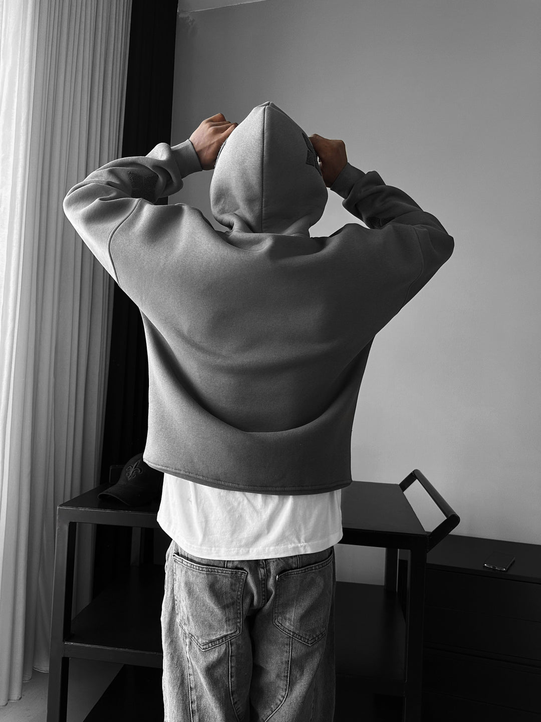 Oversize Detailed Hoodie - Anthracite