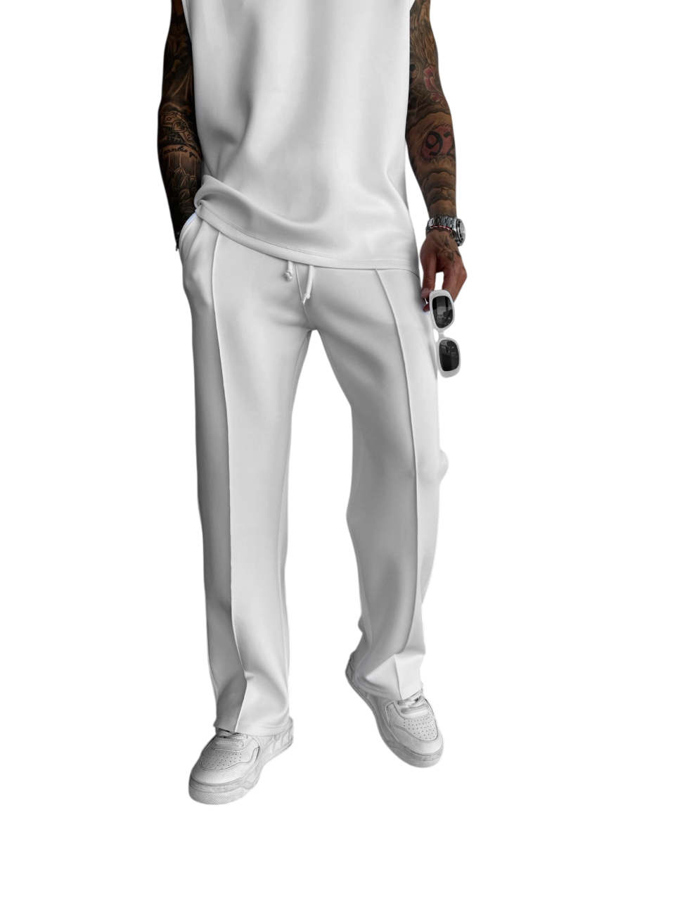 Loose Fit Diver Fabric Trousers - White