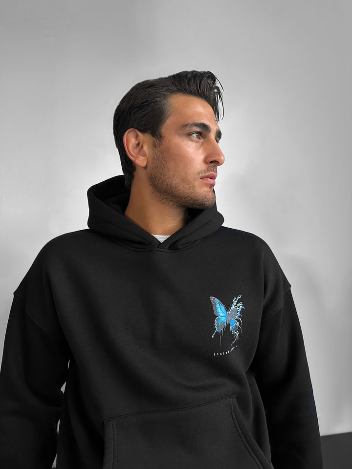 Oversize Broken Butterfly Hoodie - Black