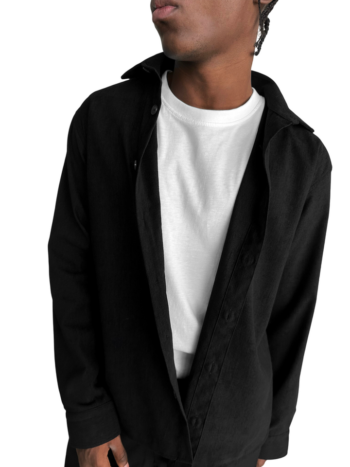 Oversize Velvet Shirt - Black