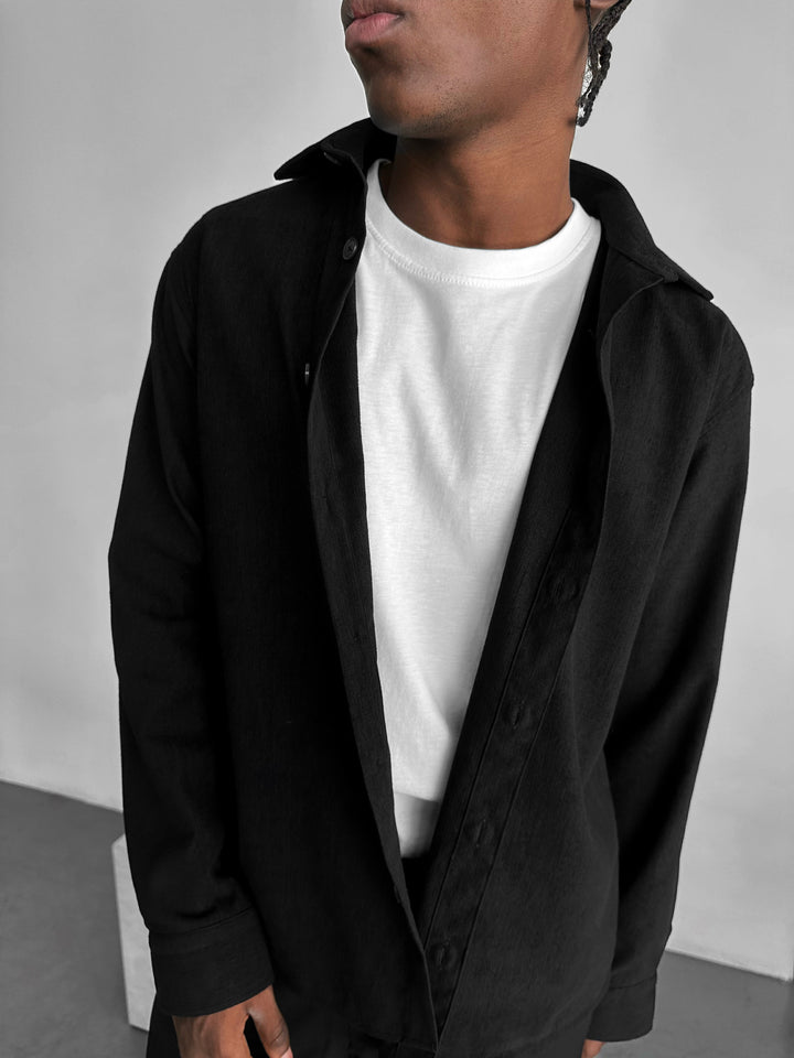 Oversize Velvet Shirt - Black