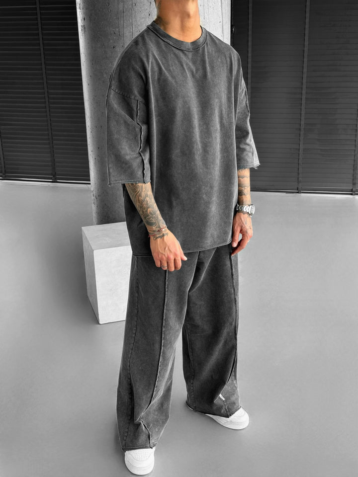 Oversize Washed Seam T-Shirt - Anthracite