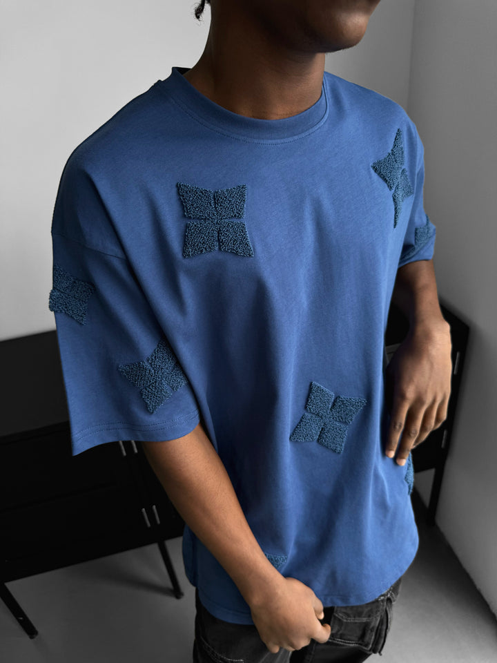 Oversize Detailed T-Shirt - Navy Peony