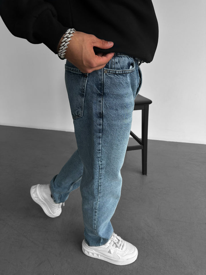 Baggy Washed Jeans - Blue