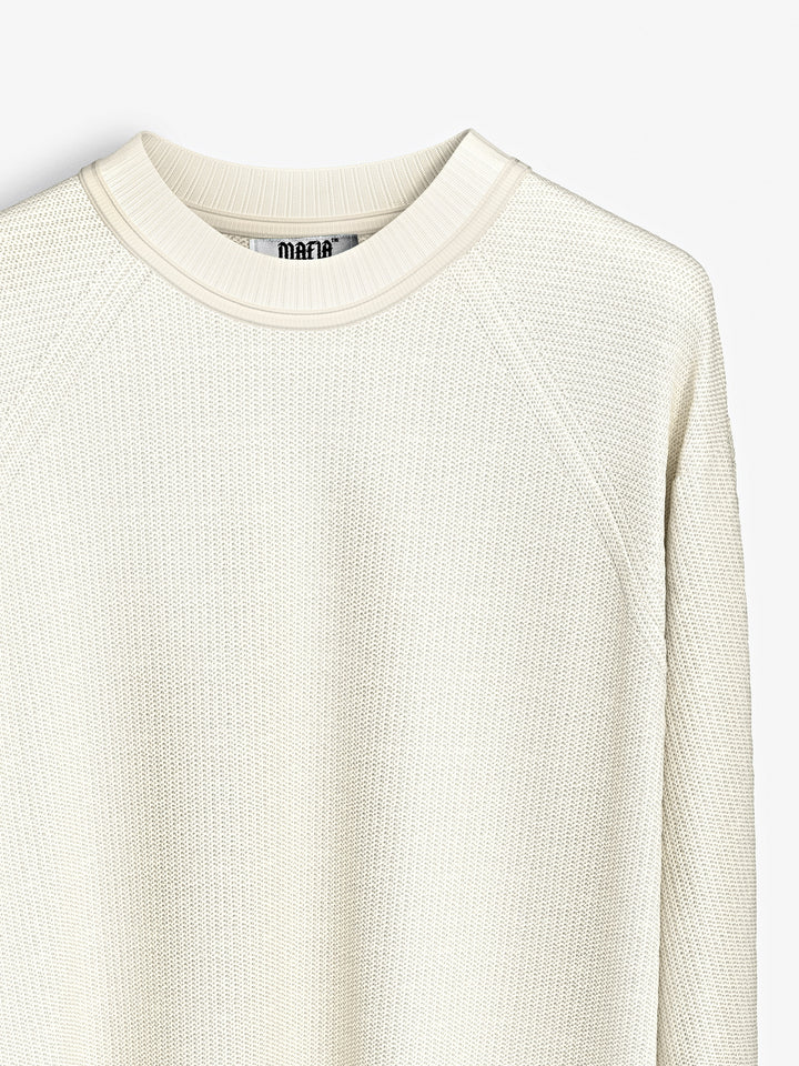 Slim Fit Knit Sweater - White
