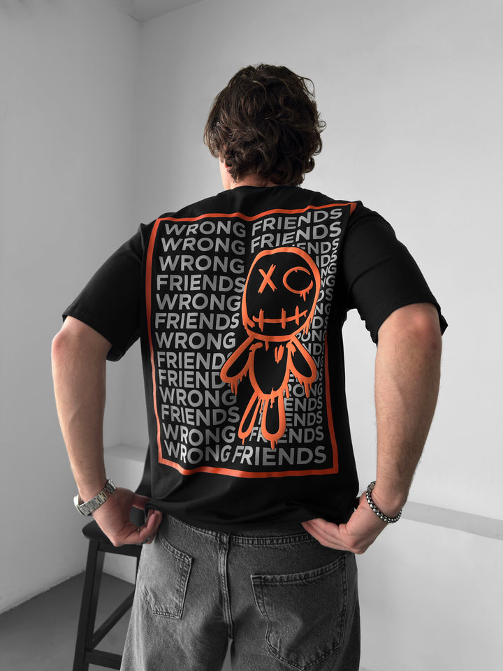 Oversize Wrong Friends T-shirt - Black