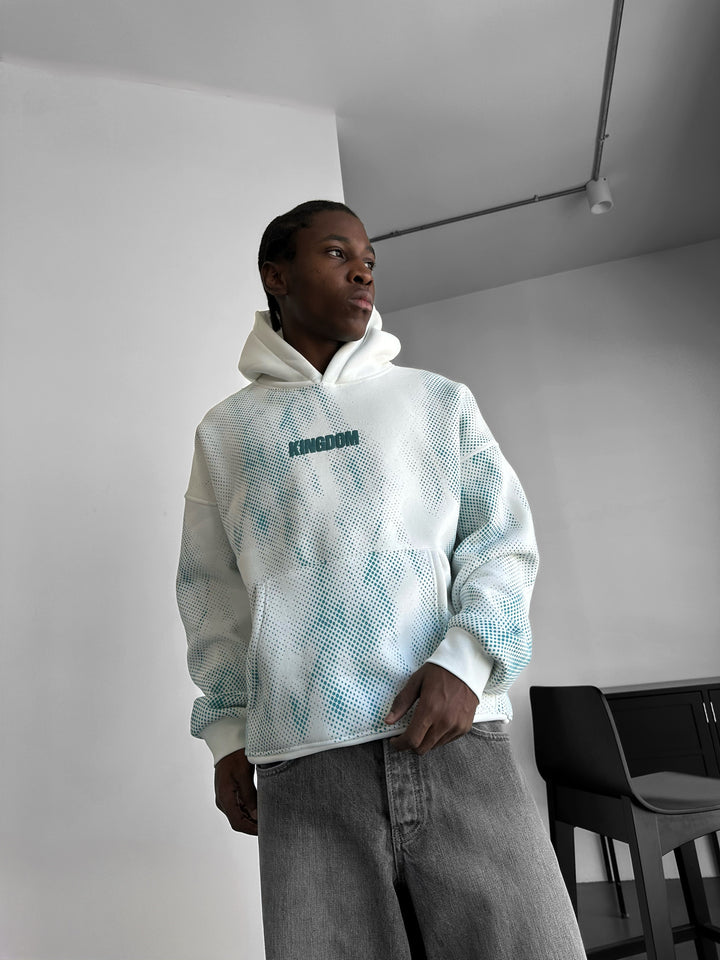 Oversize Kingdom Hoodie - Ecru and Turquoise