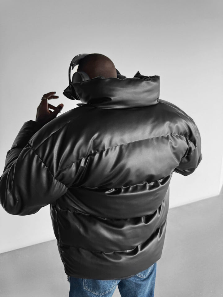 Oversize Leather Jacket - Black