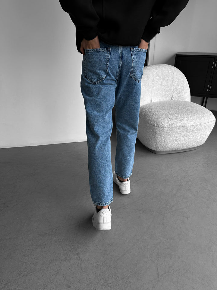 Boyfriend Washed Torn Jeans - Light Blue