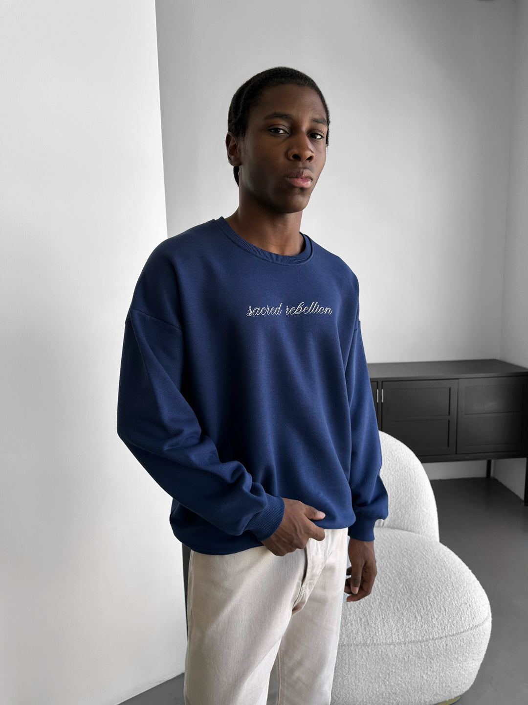 Oversize Sacred Rebellion Sweater - Navy Blue
