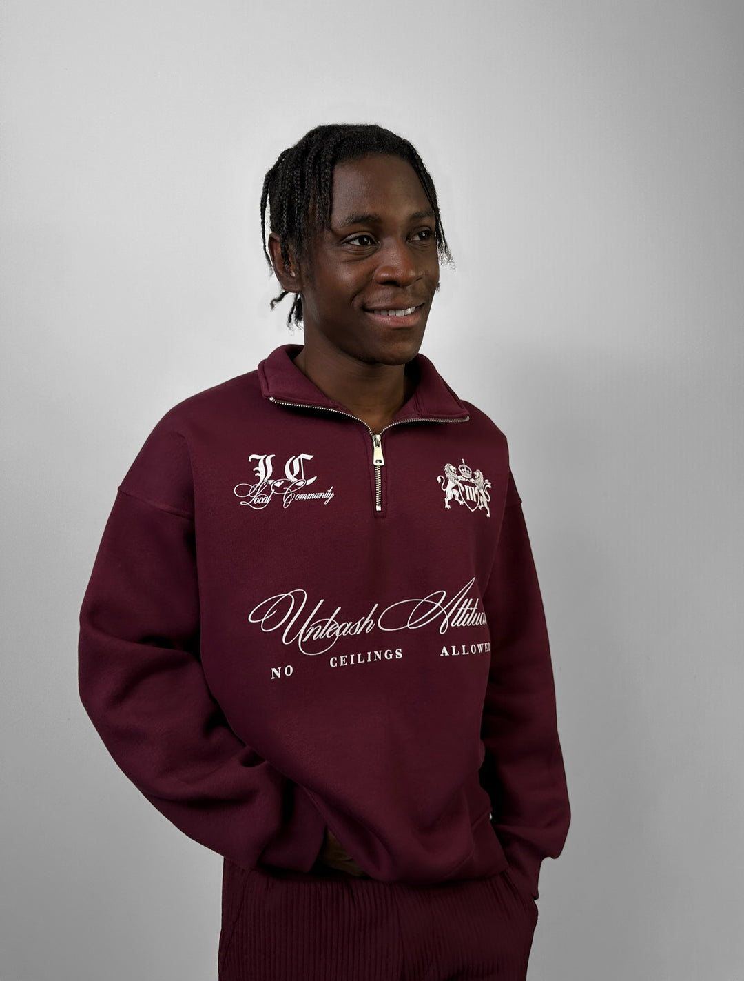 Oversize Half-Zip Local Sweatshirt - Bordeaux