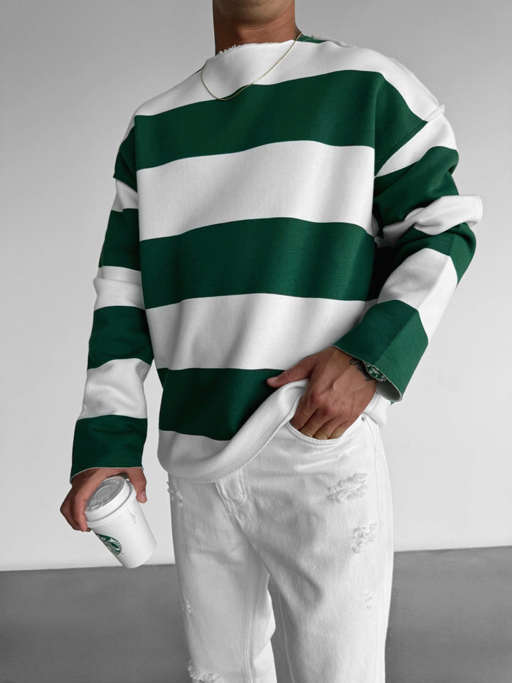 Oversize Strip Sweater - Green
