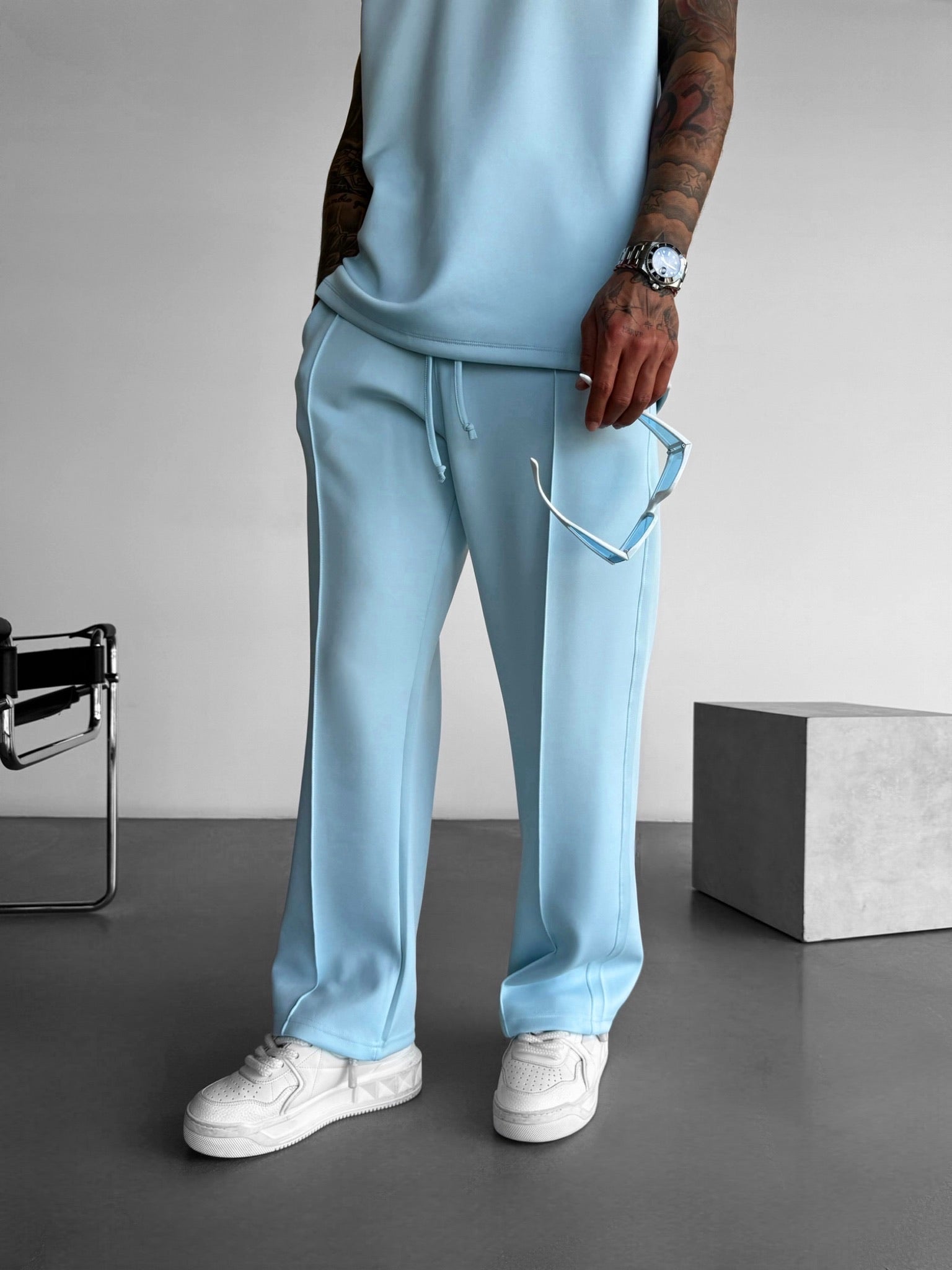 Loose Fit Diver Fabric Trousers Baby Blue Kleidermafia