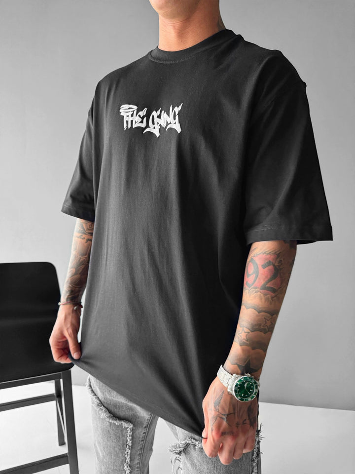 Oversize 'The Gang' T-shirt - Black