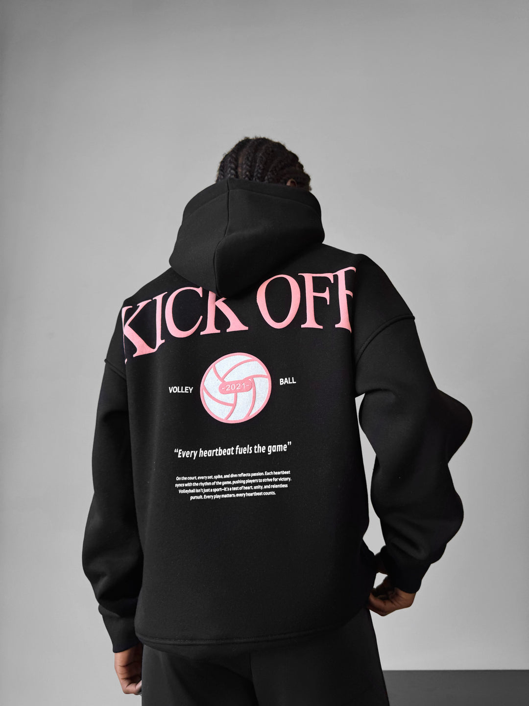 Oversize "KICK OFF" Hoodie - Black