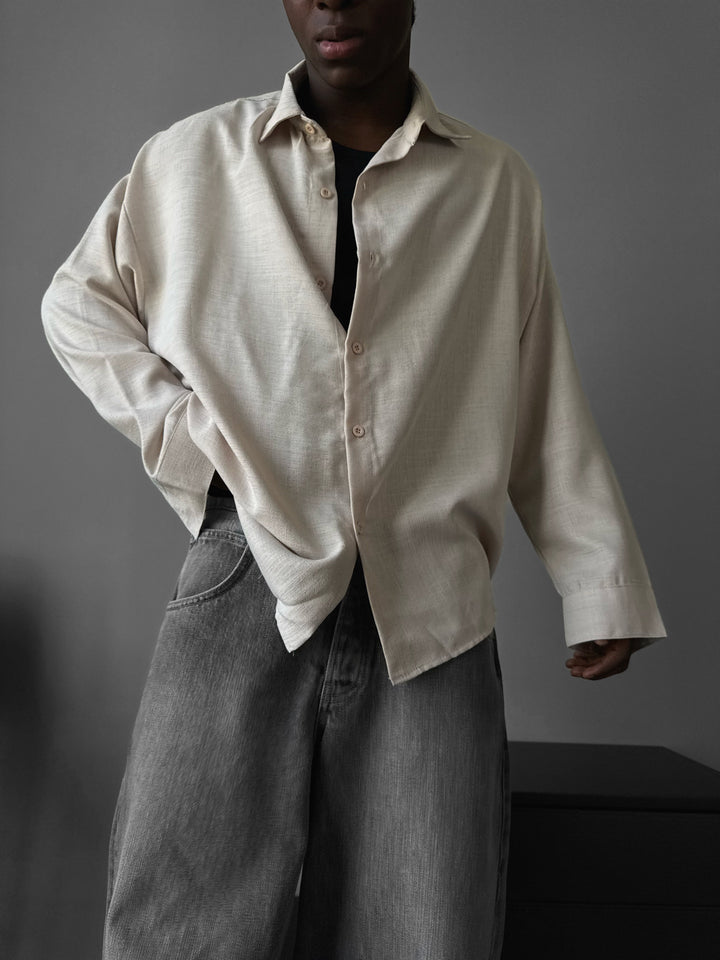Oversize Linen Shirt - Beige