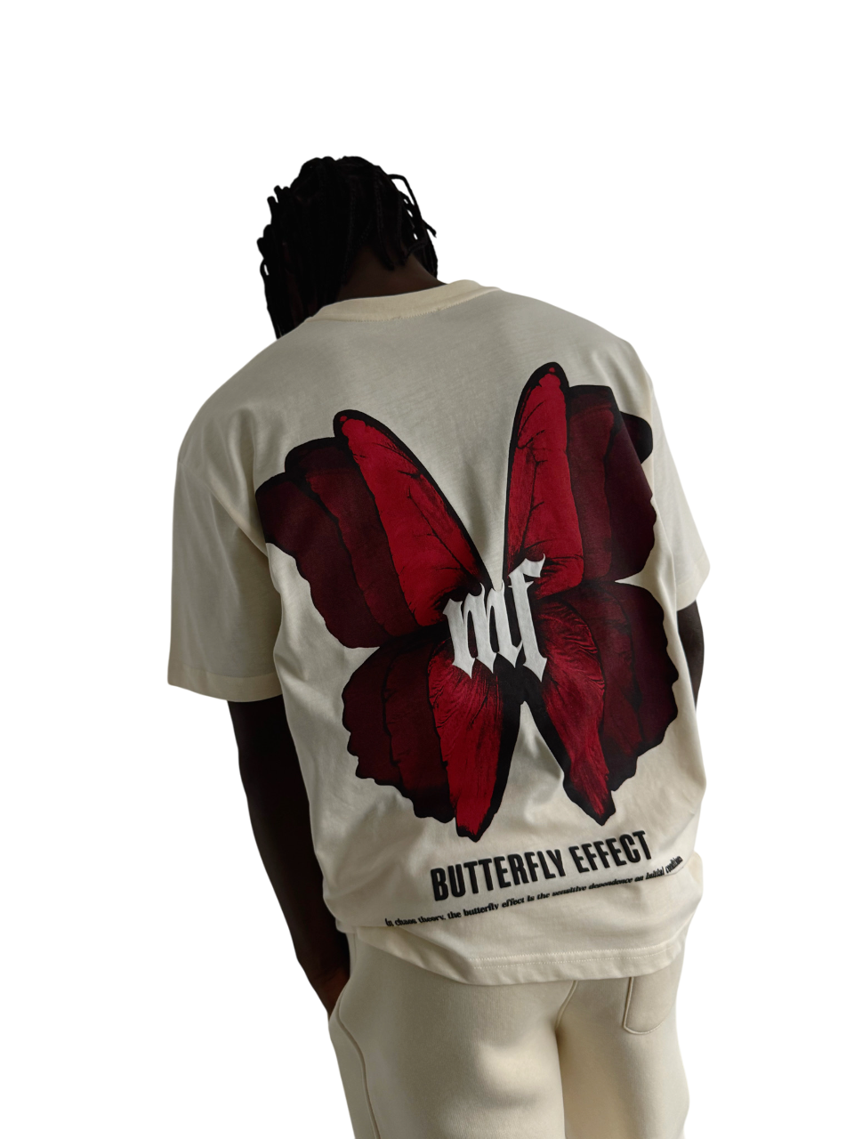 Oversize 'Butterfly Effect' T-Shirt - Antique White