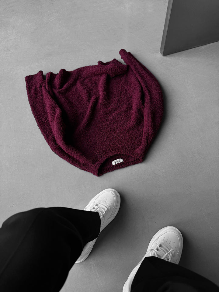 Oversize Plush Pullover - Bordeaux