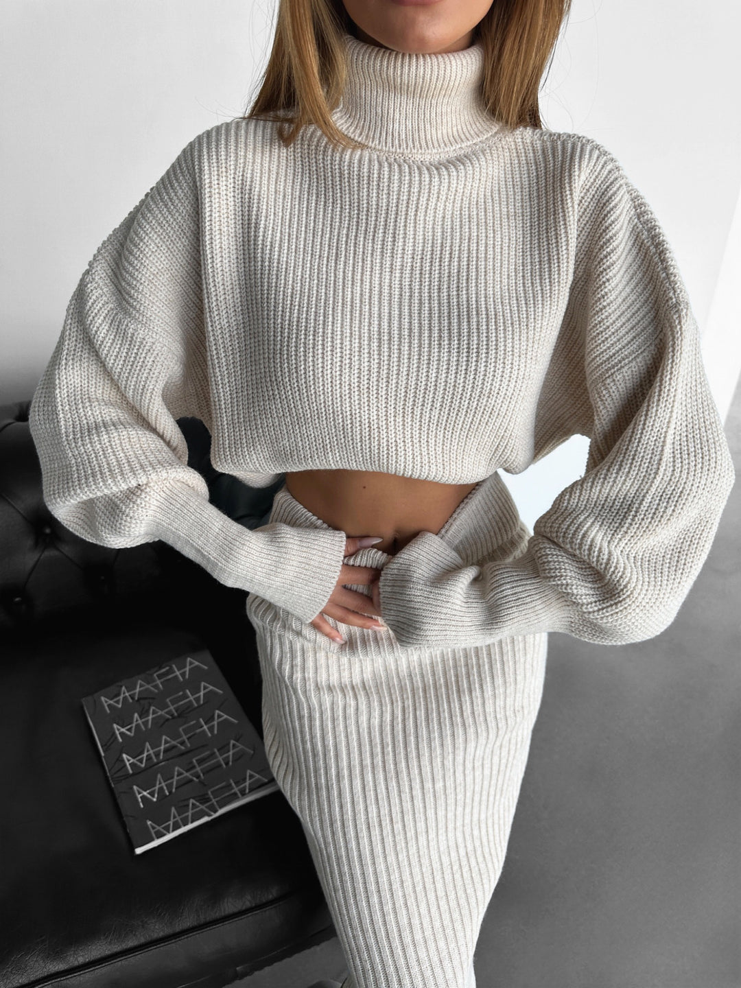 Knit Collar Pullover - Stone