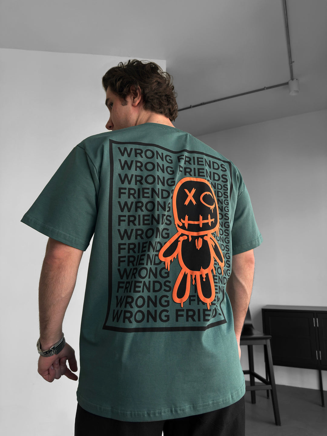 Oversize Wrong Friends T-shirt - Khaki