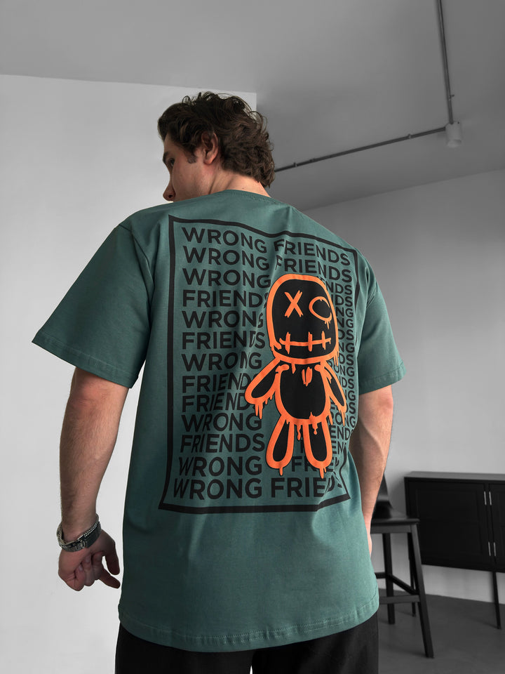 Oversize Wrong Friends T-shirt - Khaki