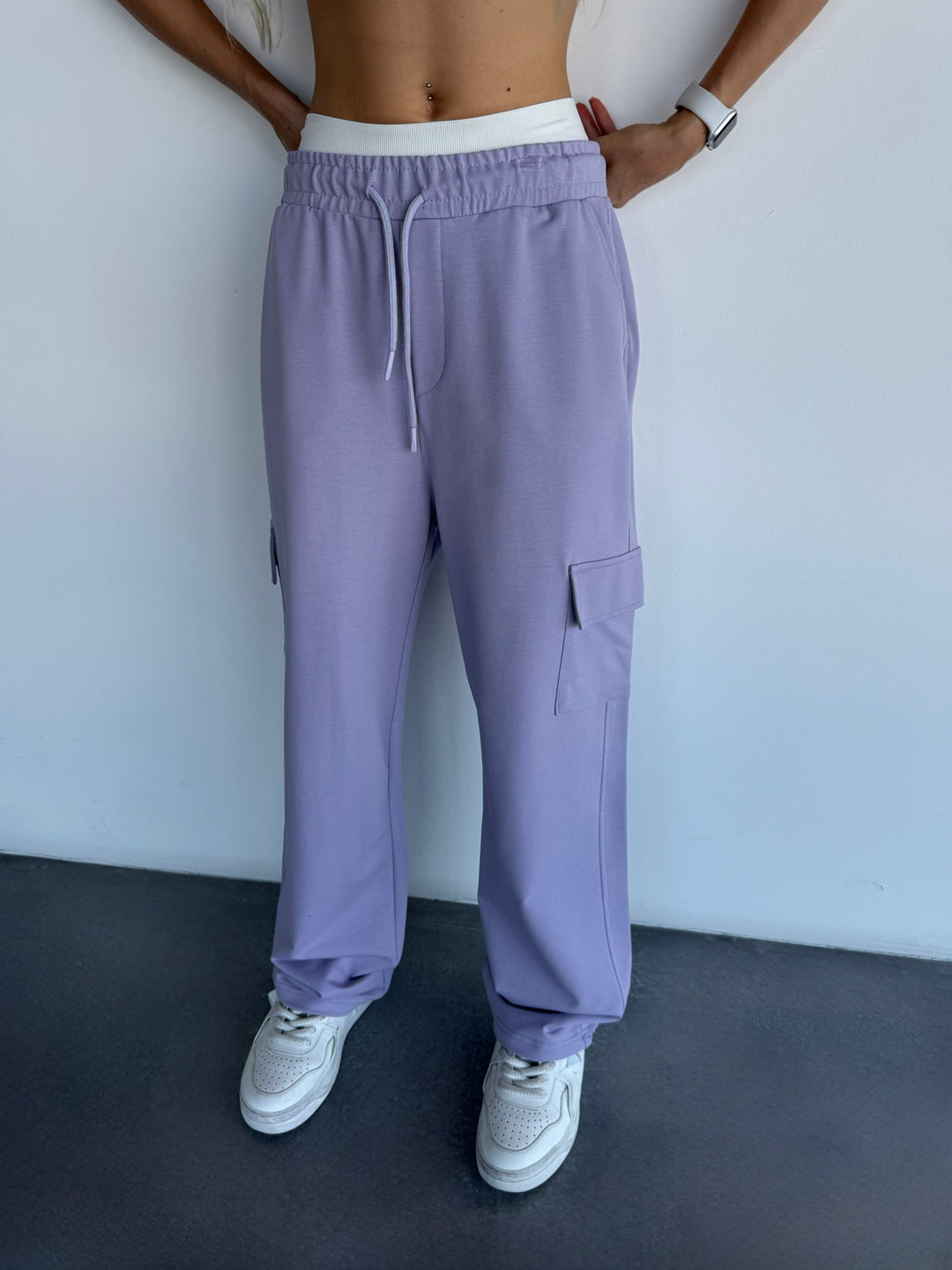 Loose Fit Pocket Trousers - Lila