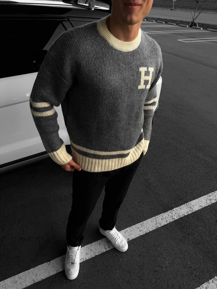 Oversize Knit Letter Sweater - Ecru