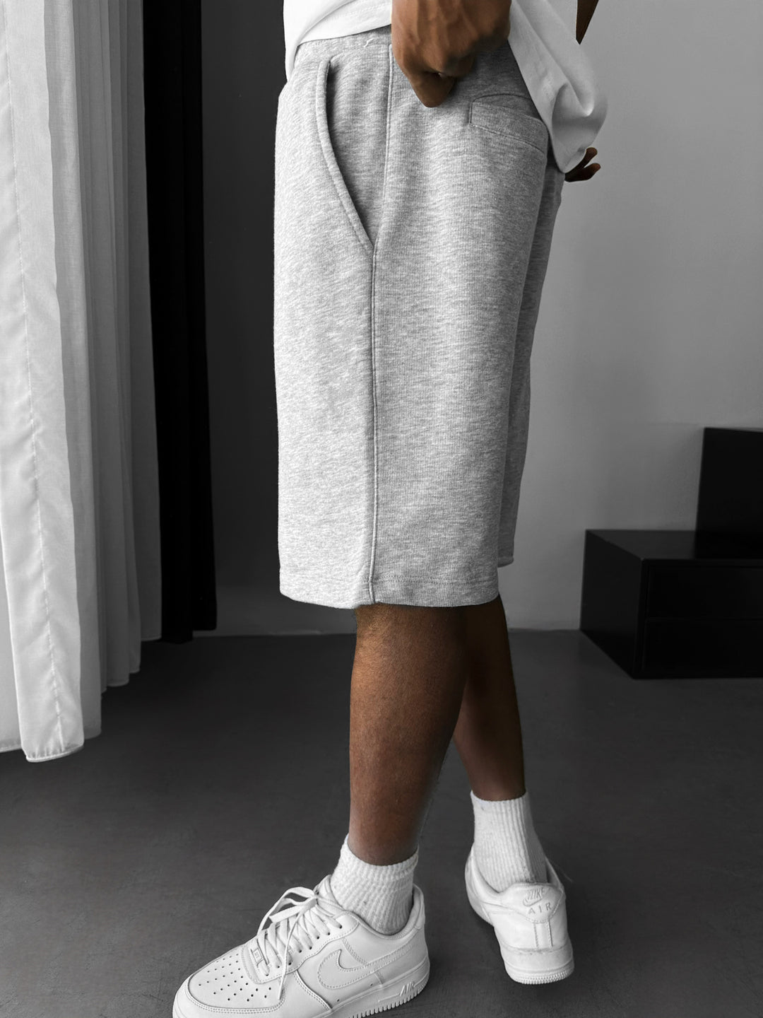 Loose Fit Basic Shorts - Grey Melange