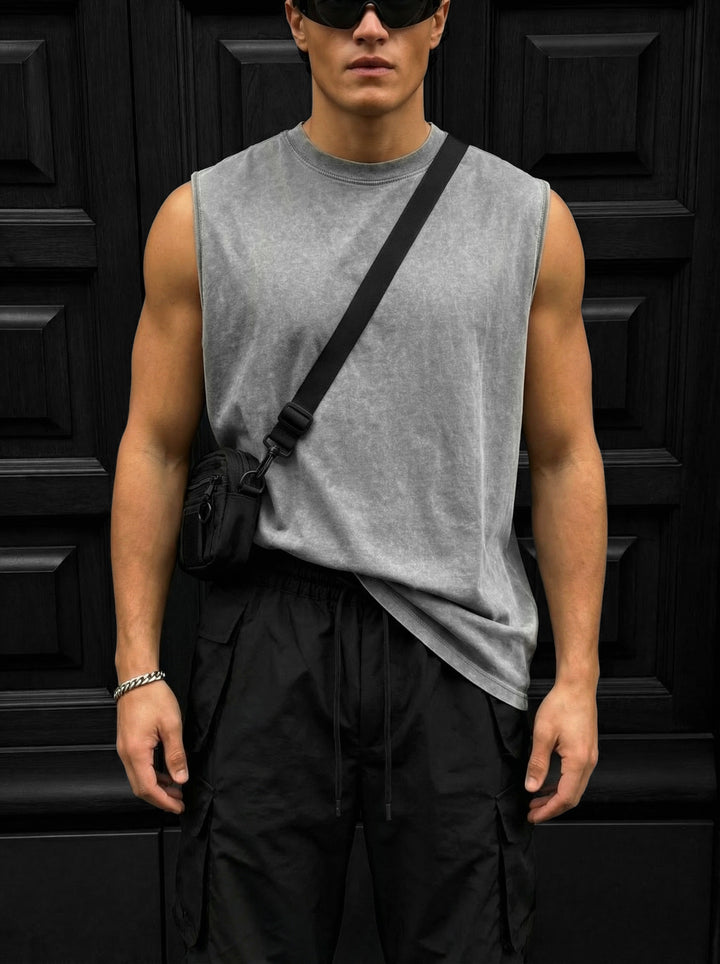 Oversize Washed TankTop - Grey