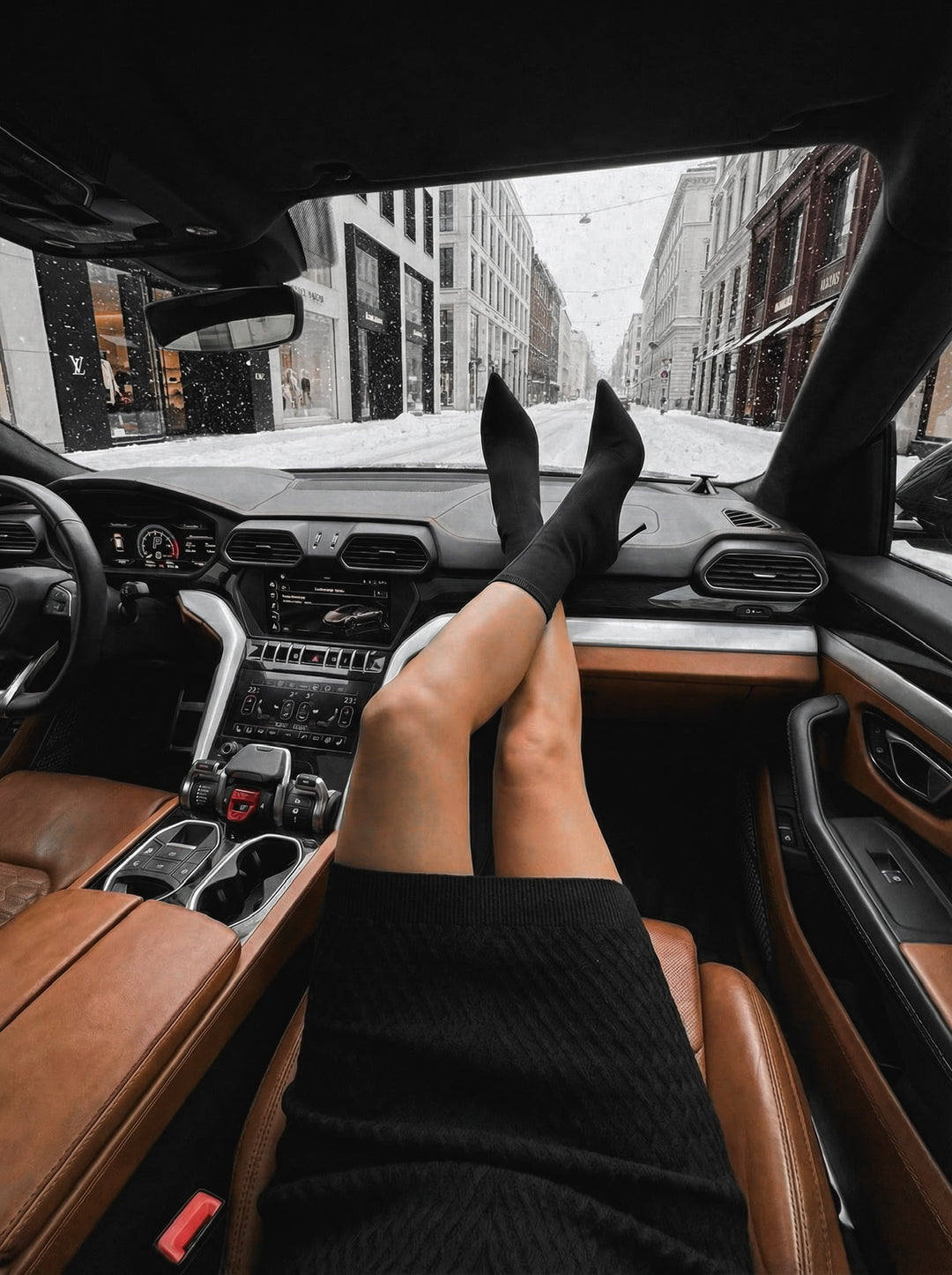 Fitted Midi Knit Dress - Black