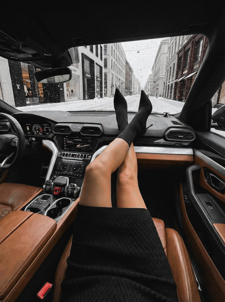 Fitted Midi Knit Dress - Black