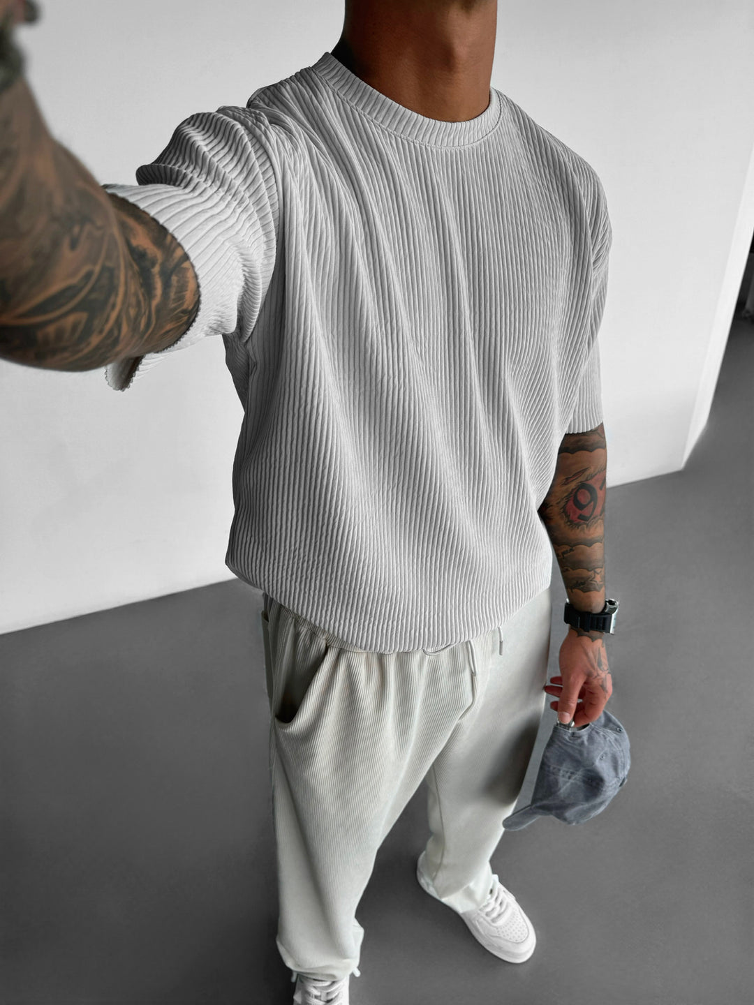 Oversize Ribbed T-Shirt - Grey