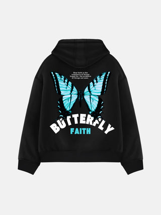 Oversize Butterfly Hoodie - Black and Blue