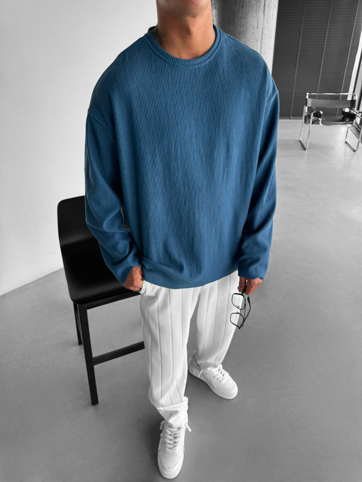 Oversize Cord Sweater  - Indigo