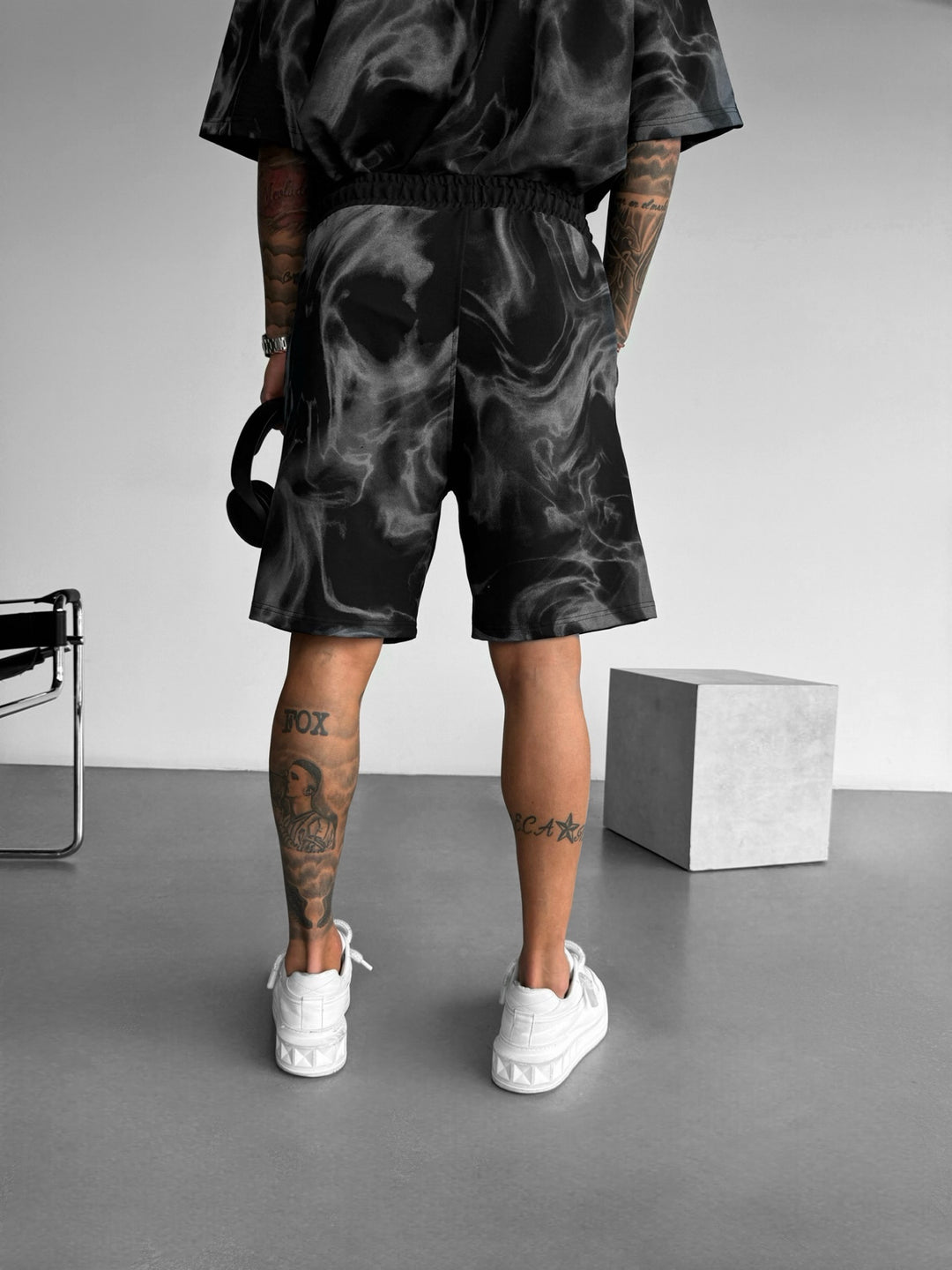 Oversize Private Smoke Shorts - Black and Grey